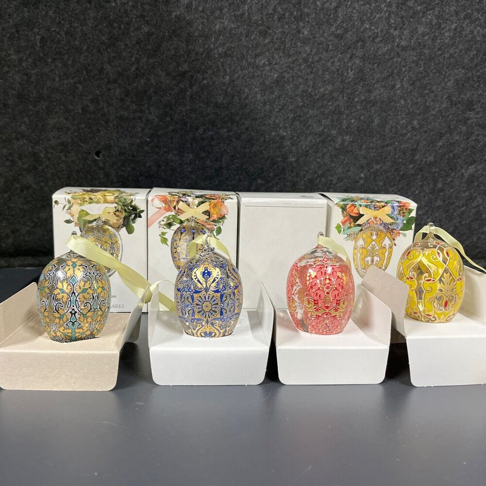 VTG‎ Hutschenreuther Glass Crystal Egg Ornaments Lot of 4 W/Boxes 1995-1998 Rare